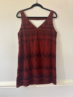 Free People Beaded Embroidered Boho Tunic Dress | Burgundy